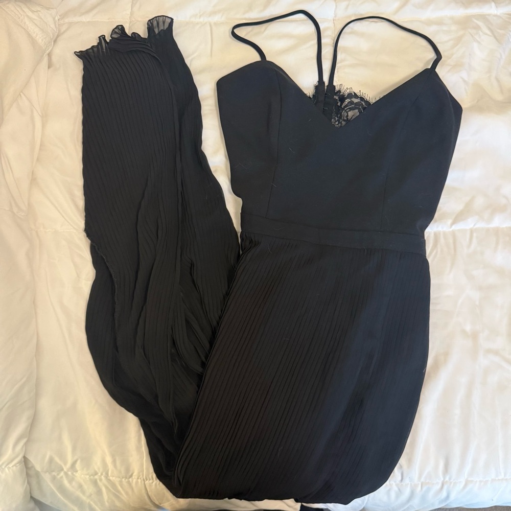 Lovers + FRIENDS Black Elegant Lace Long Maxi Holiday Dress Garment with Slits